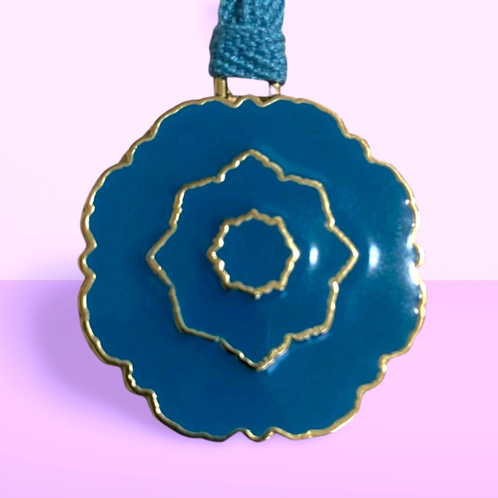 Loro Piana Enamel Blue Flower Charm with Ribbon
